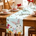 thumbnail image 5 of Easter Table Runner - 60 Inch Long Spring Watercolor Bunny Eggs Tulip Flower Plant Cotton and Linen Blended Dress Scarves Farmhouse Table Runner for Kitchen Dining, Coffee Table, 13" x 60", 5 of 8