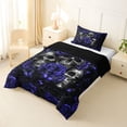 thumbnail image 2 of Castle Fairy Boho Skull Twin Comforter Sets 2pcs,Spooky Rose Butterfly Bedding Set,Dark Violet Black,1 Comforter and 1 Pillowcase,Black Reversible, 2 of 6