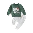 thumbnail image 1 of Nituyy Toddler Boys 2PCS Pants Sets Long Sleeve Letter Rugby Print Tops and Drawstring Pants Sets, 1 of 9