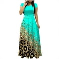 thumbnail image 2 of Jusqu'à 65 % de Réduction! Robes d'Été Mode pour Femmes 2024 Grande Taille Col Rond Manches Courtes Imprimé Quotidien Décontracté Vintage Bohème Robe Maxi, 2 of 5
