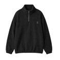 thumbnail image 4 of Fmbrln Mens Corduroy Quarter Zip Sweatshirt Stand Collar Long Sleeve Solid Color Shirts Fall Winter Fashion Pullover Tops with Chest Patch Label Black M, 4 of 5
