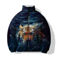 thumbnail image 2 of Nueva chaqueta de invierno de algodón para hombre, chaqueta estampada moderna con perro de fuego de tres cabezas y tigre, ropa para hombre, abrigos, parka, frío, 2 of 5