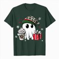 thumbnail image 4 of Towmus Women Christmas T-Shirt Funny Ghost Crewneck Short Sleeve Shirts Graphic Tee Tops Dark Green S-3XL, 4 of 6