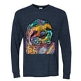 thumbnail image 3 of Funny Neon Sloth | Dean Russo Art Animal Lover Mens Long Sleeve Shirt, Vintage Heather Navy, XL, 3 of 5