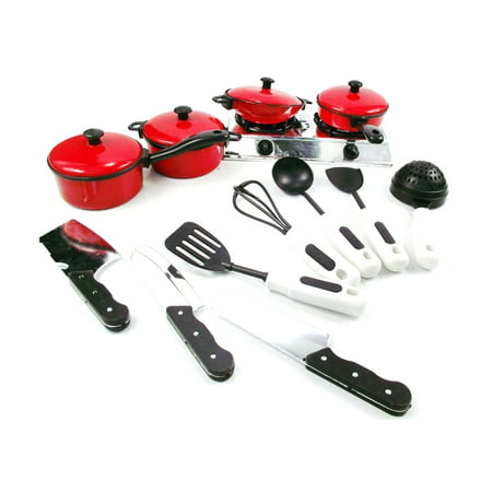 13PCS Cook Ware Toy House Kitchen Pretend Play Utensils Cooking Pots Pans Food Dishes Kids
