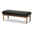thumbnail image 4 of Baxton Studio Arvid Mid-Century Modern Dark Brown Faux Leather Upholstered 4-Piece Wood Dining Nook Set, 4 of 6