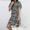thumbnail image 4 of Women's Camouflage Print Summer Dress Casual Short Sleeve Round Neck Lightweight Polyester Fashion Dress for Daily Wear S M L XL XXL, 4 of 7