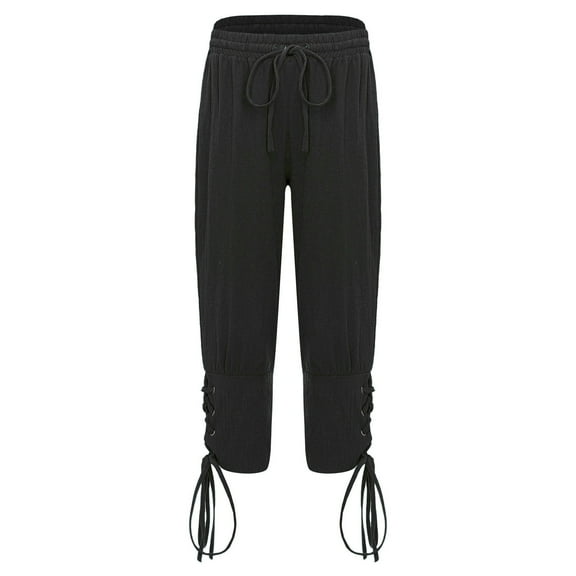 Zaldita Kids Boys Medieval Pirate Pants Steampunk Viking Seatpants Halloween Party Dress Ups Costume Black 130/135