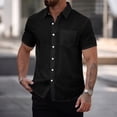 thumbnail image 5 of Linen Button Down Short Sleeve Shirts Mens Lightweight Beach Tops Solid Color Casual Business Blouses (XL, Black), 5 of 8