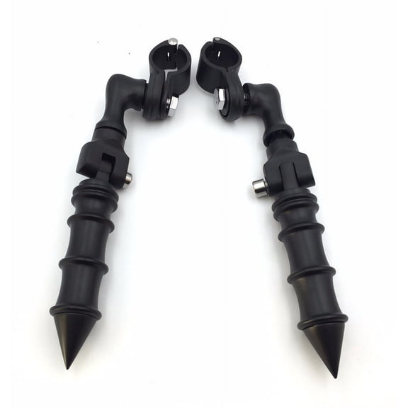 HTT-MOTOR Black Short Angled Peg Mounting Kit with Foot Peg For Bike with 1-1/4 inch (1.25") Front Engine Guard Frame Tube Iron 883 XL883N Electra Glide Ultra Road King FLHR