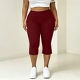 thumbnail image 6 of Noric Women's Plus Size Bow Tie Cuff Capri Leggings High Waist Stretchy Yoga Pants Side Split Casual Workout Cropped Tights, 6 of 9
