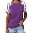 thumbnail image 4 of HongQid Womens Tops Summer Short Sleeve Shirts Raglan Striped T-Shirts, 4 of 9