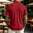 thumbnail image 4 of Yifymode Polo Shirts for Men Dry Fit Golf Polos Pleated Short Sleeve Button Up Shirt Plus Size Summer Cotton Athletic Tshirts,Wine 4XL, 4 of 5