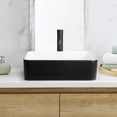 thumbnail image 4 of Black And White Ceramic Bathroom Sink, 16" X 12" Above Counter Porcelain Vessel Vanity Sink, Rectangle Modern Art Basin, 4 of 7