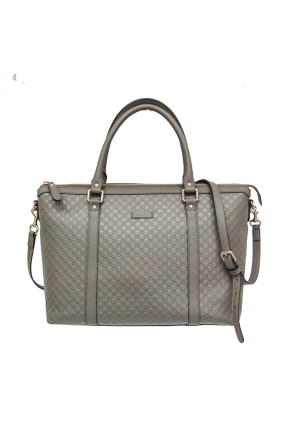 Pre-Owned Gucci MicroGuccissima 449655 Women's Leather Handbag,Shoulder Bag Gray