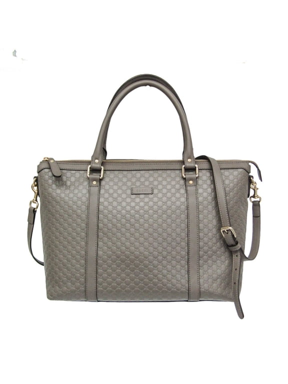 Pre-Owned Gucci MicroGuccissima 449655 Women's Leather Handbag,Shoulder Bag Gray