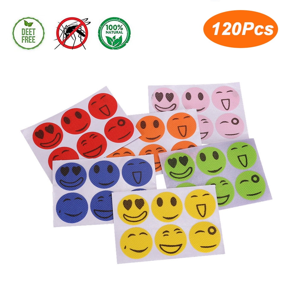 120pcs SMILEY INSECT MOSQUITO NATURAL REPELLENT STICKERS PATCHES CITRONELLA OIL