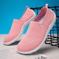 thumbnail image 4 of DLWKIPV Women's White Flyknit Slip-On Shoes - Breathable Lightweight Casual Loafers for Daily Wear(pink,5.5), 4 of 6