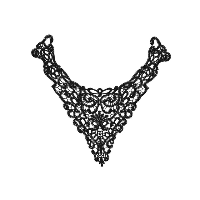 Qarigey Bordado al agua seda calado ramillete cuello falso escotes tela decoración accesorios de tela costura de moda Accesorios de disfraces Negro Qarigey AP014720-02