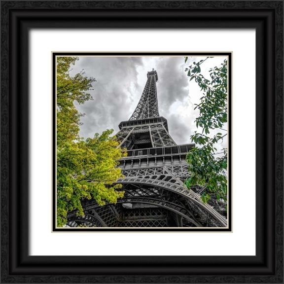 Frank, Assaf 15x15 Black Ornate Wood Framed with Double Matting Museum Art Print Titled - Famou Eiffel tower, Paris, France