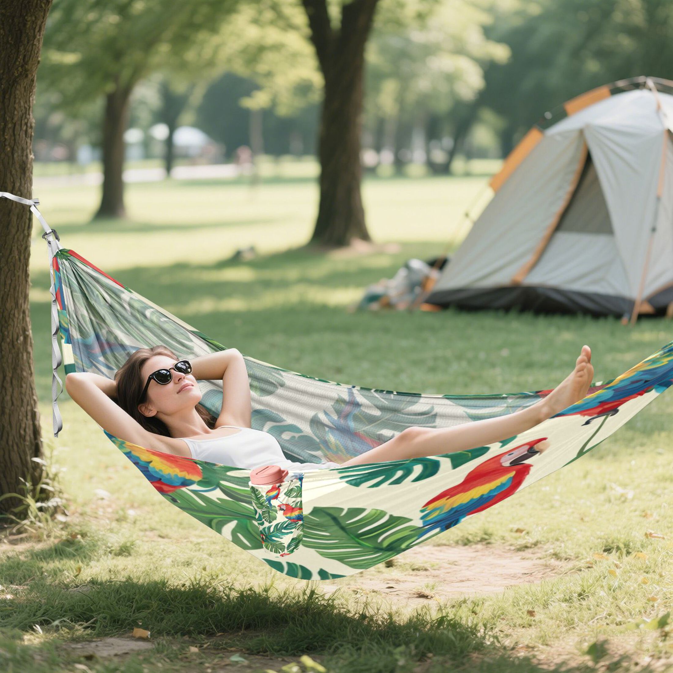 Hammock Camping Hammock Nylon Portable Hammock Travel Camping Hammock Colored Parrot