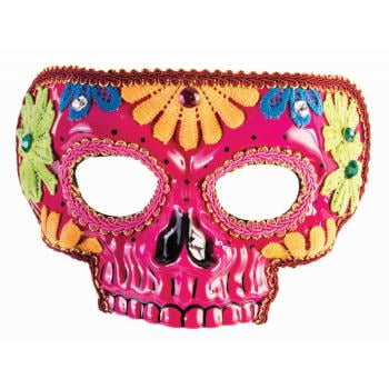 Day Of The Dead Pink Mask Halloween Costume Accessory