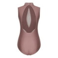 thumbnail image 4 of YONGHS Women's Rhinestones Figure Skating Gymnastic Ballet Dance Leotard Tops Dancewear Dusty Pink XL, 4 of 7