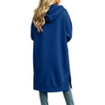 thumbnail image 4 of Perfectbot Women's Maxi Hooded Sweatshirt Coat, Oversized Side Slits Full Zip Jacket Fall Casual Outerwear, 4 of 6