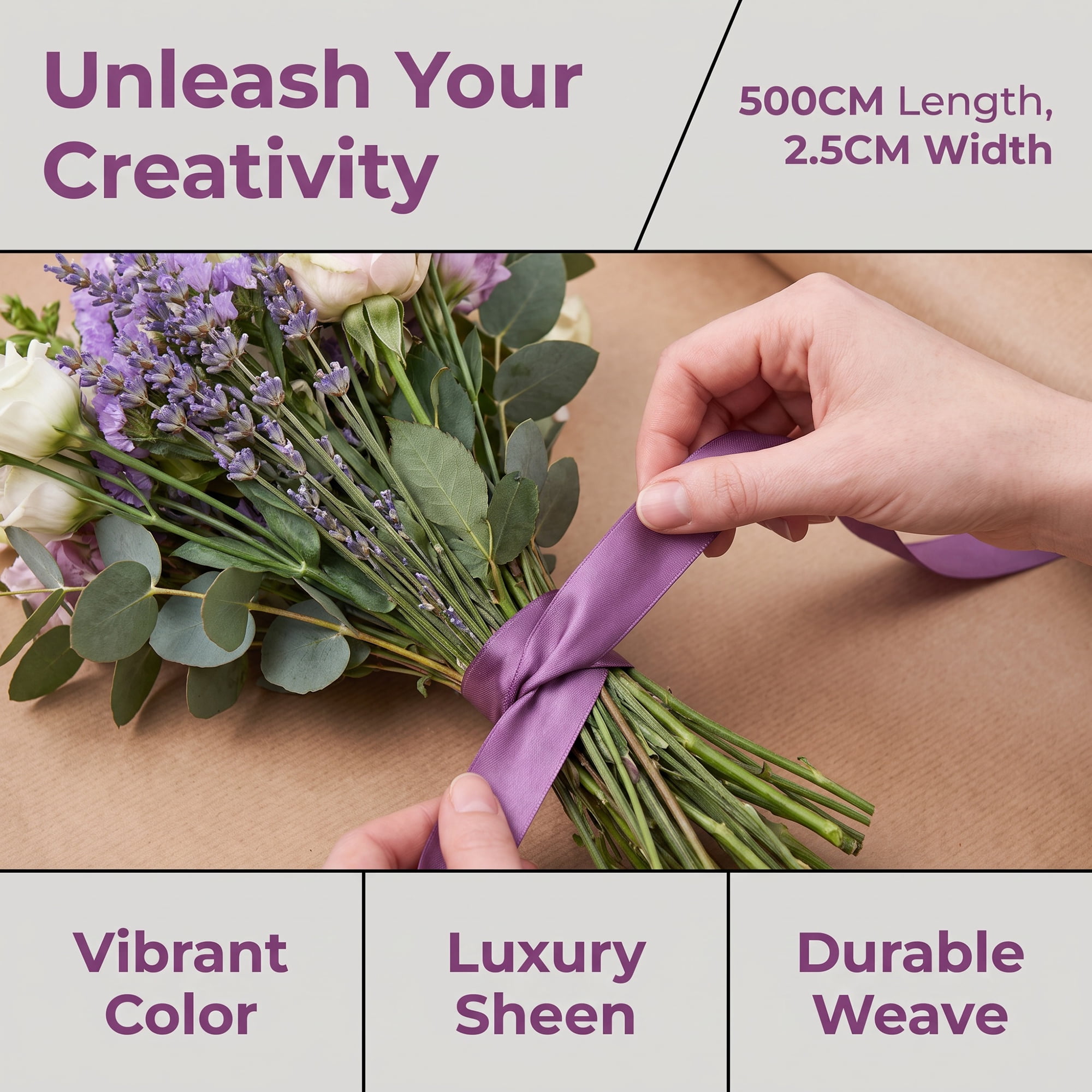Unique Bargains Elegant Satin Ribbon for Gift Wrapping and Decoration Purposes Purple