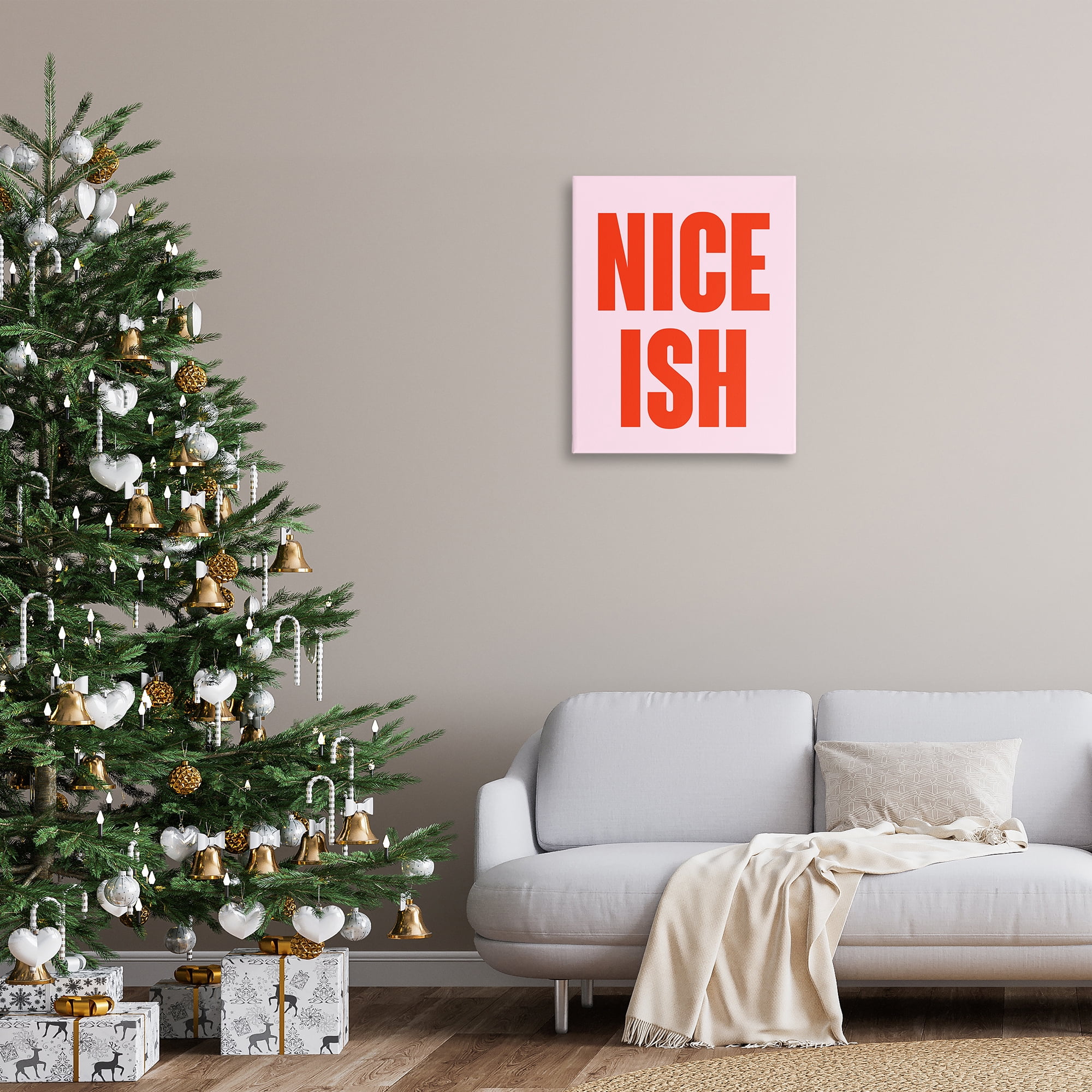 Stupell Industries Nice Ish Red & Pink Holiday Painting Wrapped Canvas Art Print Wall Art, 24 x 30