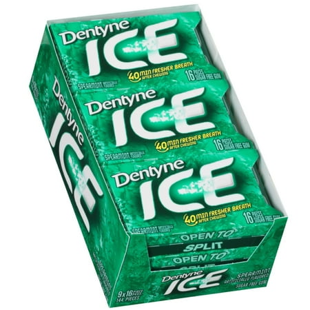Dentyne Ice Mint Ice Spearmint Sugar Free Gum - 9 Packs of 16 Pieces!, Dentyne Sugar Free Gum By Dentyne ()