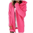 thumbnail image 1 of Glisme Cardigan Sweaters For Women Solid Color Hooded Patchwork Batwing Sleeve Open Sweater Knitted Cardigan Basic Winter Clothes Pink, 1 of 7
