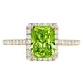 thumbnail image 3 of 1.86 ct Emerald Cut Natural Peridot Solitaire with Simulated Diamond Accents 18K Yellow Gold Womens Engagement Ring, 3 of 4