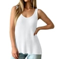 thumbnail image 6 of Women's Sleeveless Knit Beach Top Casual Solid Color Camisole Tank Top Lightweight Breathable Summer Vacation Beachwear Swim Cover Up Top, White Size XXL, 6 of 9