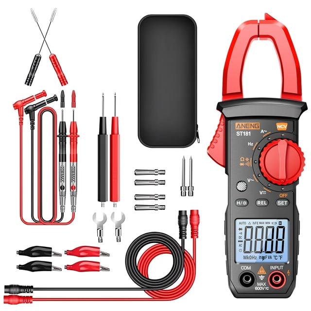 ANENG ST181 Professional Clamp Multimeter with 4000 Counts LCD Display, 36mm Double Open Jaw for AC Current Measurement, Non-Contact Voltage Detection, NCV Test, Zero/Fire Line Identification,