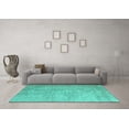 thumbnail image 3 of Ahgly Company Indoor Round Abstract Turquoise Blue Contemporary Area Rugs, 3' Round, 3 of 4