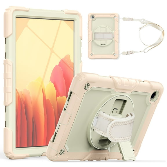 Galaxy Tab A7 10.4" T500 Case with Screen Protector, T500 T507 T505 Case, Allytech Rugged Hybrid Kickstand Hand/Shoulder Strap Kids Proof Full Protection Cover for Samsung Galaxy Tab A7 10.4",Rosegold