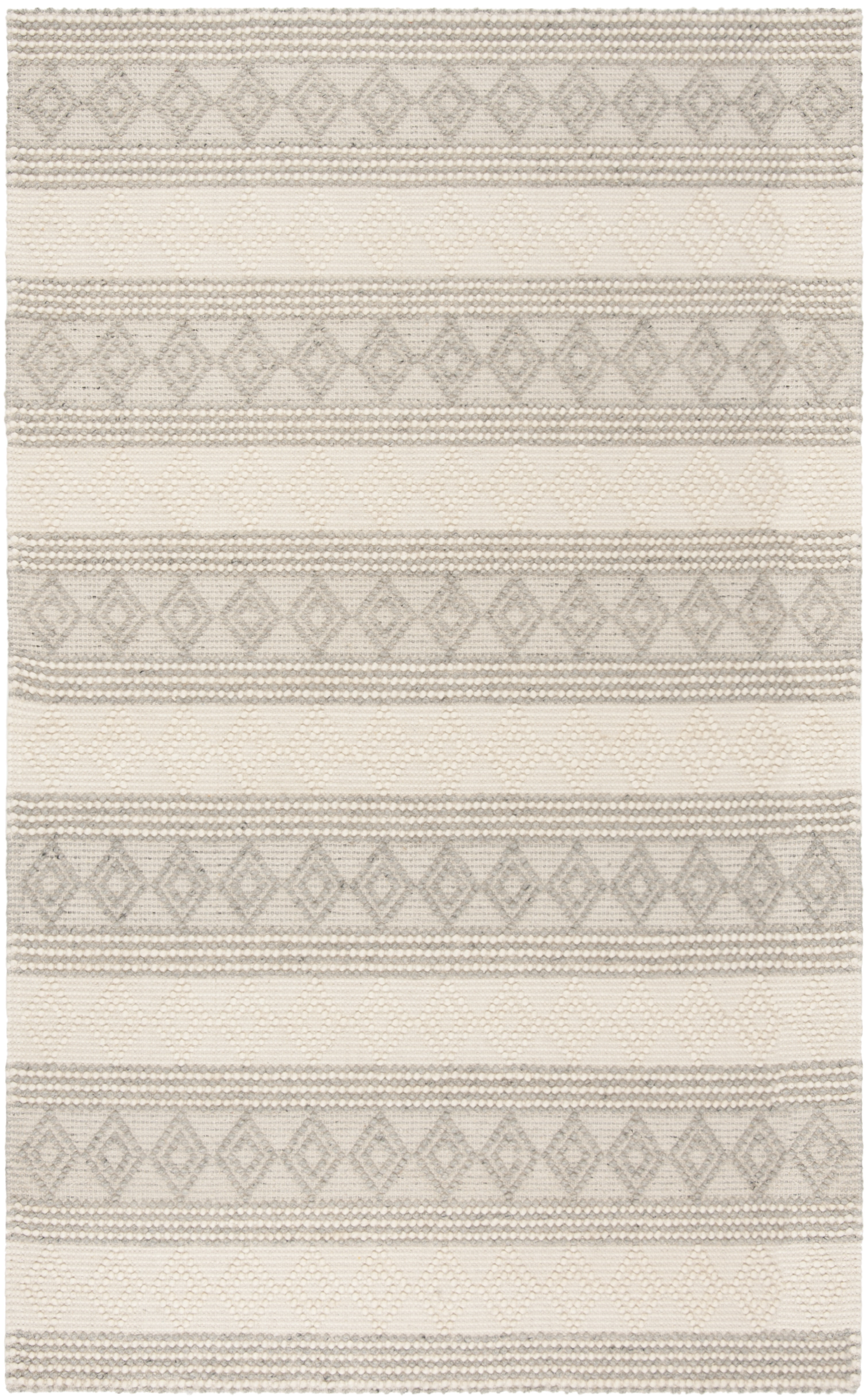 SAFAVIEH Natura York Geometric Striped Braided Jute Area Rug, Grey/Ivory, 4' x 6'