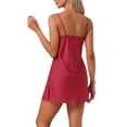 thumbnail image 3 of INSPIRE CHIC Womens Lace Chemise Nightgown Satin Sexy Spaghetti Strap Sleeveless Dress Silky Slip Cami Nightwear S Red, 3 of 5