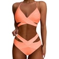 thumbnail image 1 of NINGMENG Bikinis for Women Summer Solid Color Spaghetti Strap Bra And Panty Set High Waisted Push Up Two Piece Tankini Swimsuits For Women Bathing Suits,Pink,XXL, 1 of 5