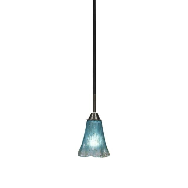 Paramount 1 Light Mini colgante en negro mate y acabado de níquel cepillado con cristal verde azulado de 5.5 "