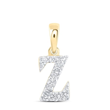10K Yellow Gold Diamond Women's Block Font Initial Z Mini Letter Pendant 1/8 CT