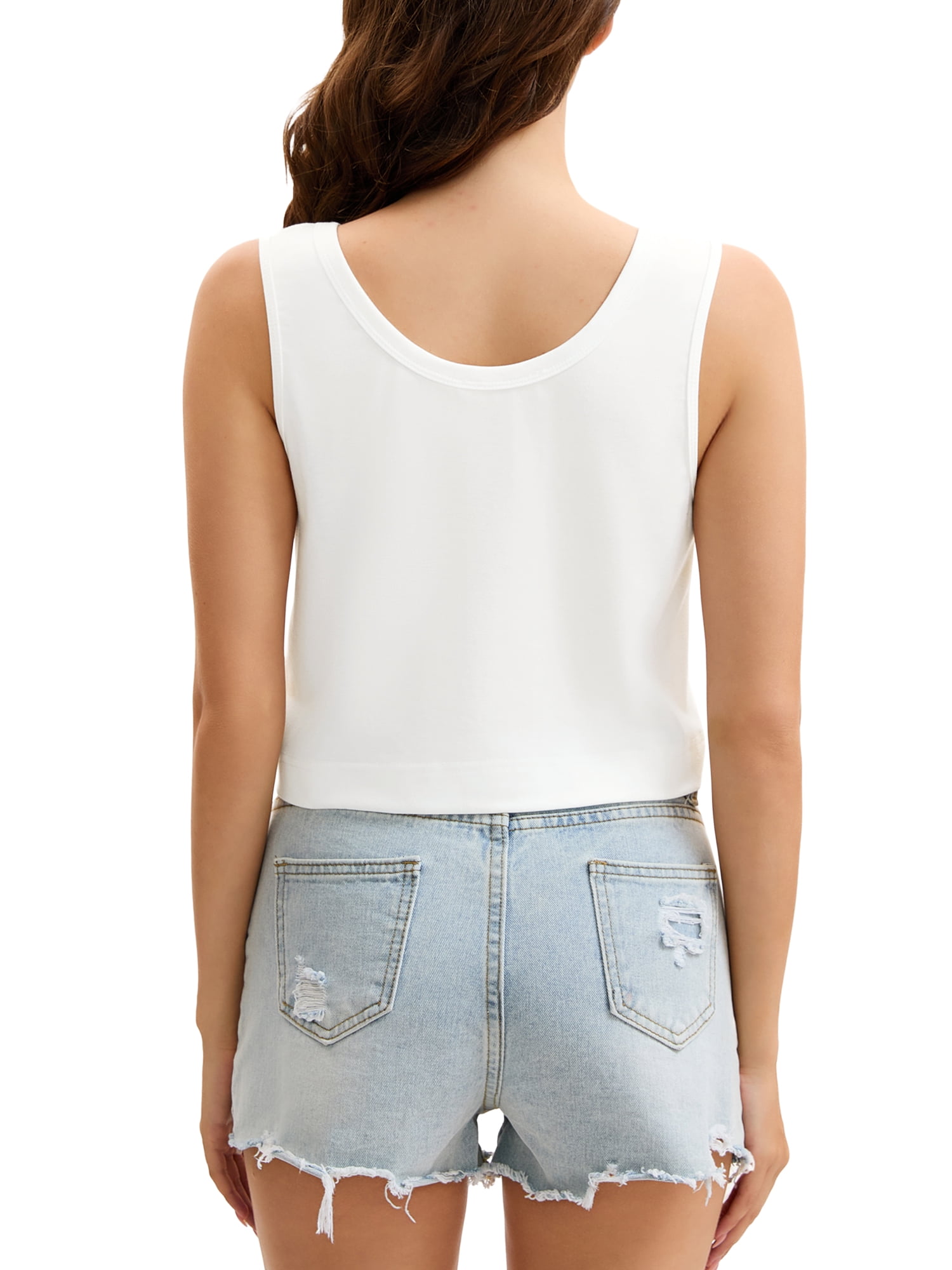 DARING DIVA Women's Crop Casual Loose Sleeveless Basic Tank Top XL White