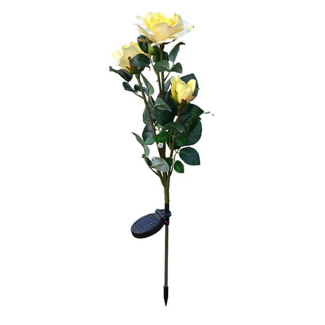 Lámpara de rosas con energía solar, jardín, patio, patio, luz solar de inducción de flores que brilla intensamente, amarillo sidaley HA002365-03