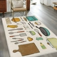 thumbnail image 4 of Rectangle Area Rug 4x6ft,Kitchen Cooking Kitchenware Cartoon Style Washable Carpet Non-Slip Runner Accent Rugs Indoor Floor Mat for Bedroom Living Room Decor,Retro Linen, 4 of 9
