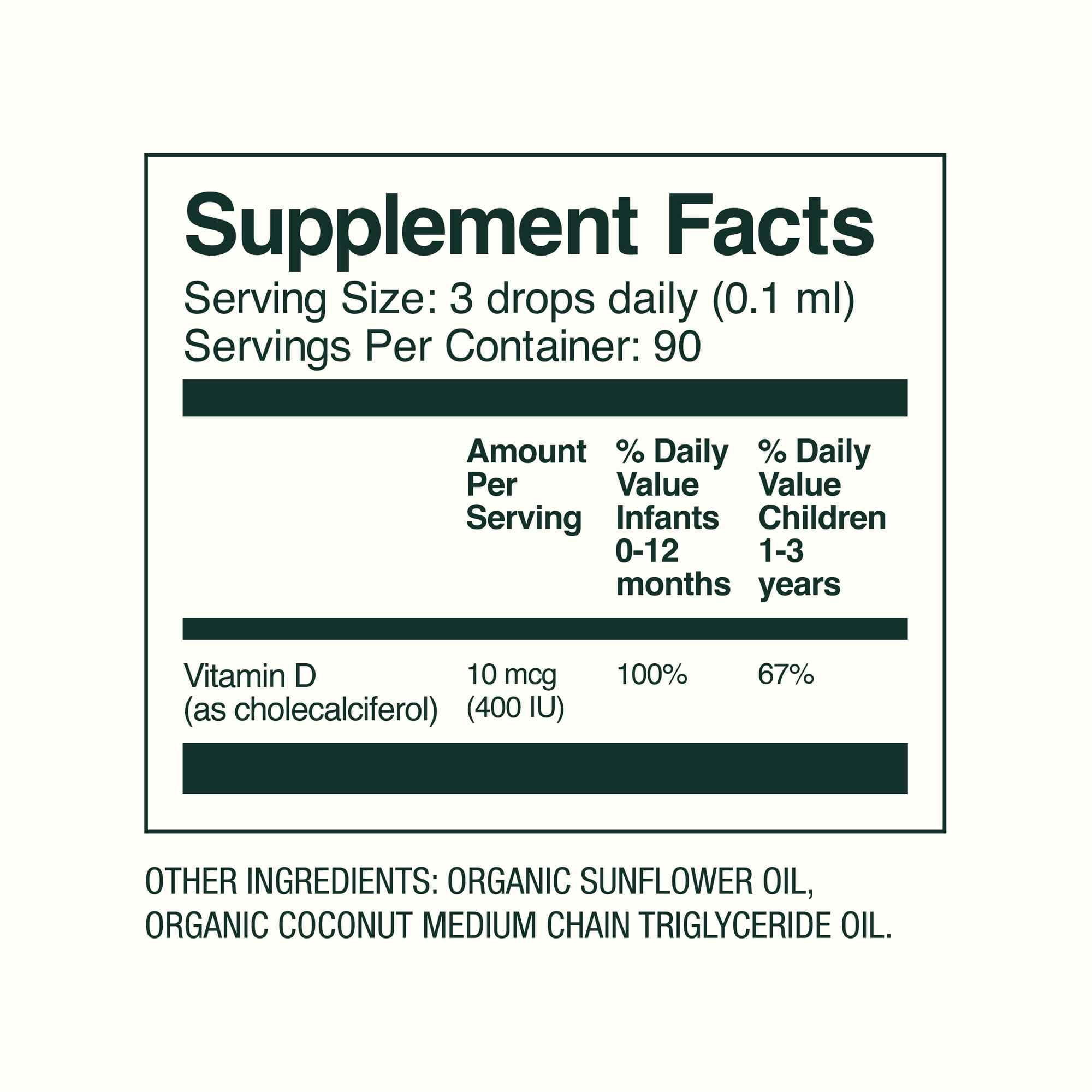 Bobbie Organic Infant Vitamin D Drops, Daily Dietary Supplement for Babies, Immune System and Healthy Development Support, Certified USDA Organic, 0.3 fl oz