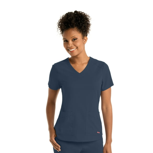 Grey's Anatomy GRST011 Women's Emma Scrub Top Steel M