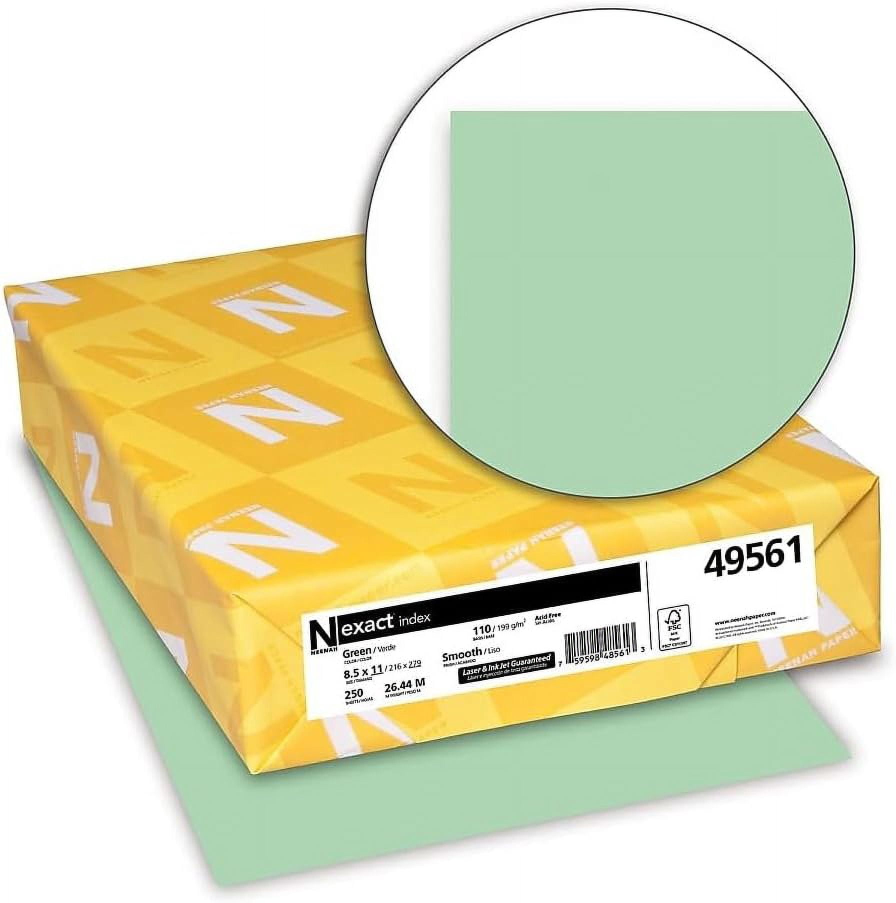Paper 49561  Index Card Stock, 110lb, 8 1/2 x 11, Green, 250