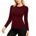 thumbnail image 4 of Nugftut Womens Thermal Tops Fleece Crew Neck Thermal Shirts Long Sleeve Hem Slit Warm Cold Weather Winter Thermal Tops, 4 of 9