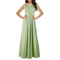 thumbnail image 3 of Women'S Multi-Wear Multi-Rope -Back Strap Dress Solid Color High Waist Sleeveless Maxi Dress Grass Green L, 3 of 7